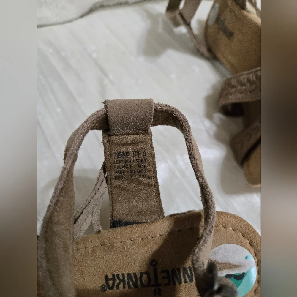 Women's Tan Sandals By Minitonka Size 8 Worn Once.